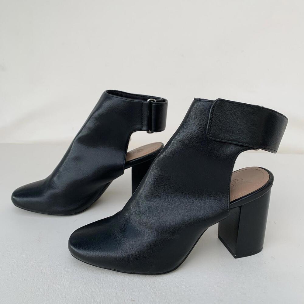 H&M Black Block Feel Sandals Shoes Heels Sz 37 Or 7